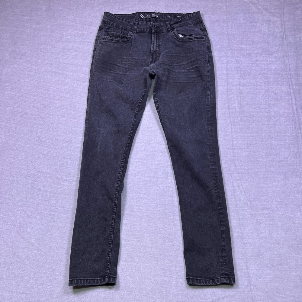 Nick Danger Mens Slim Fit Dark‎ Wash Denim Jeans Pants Size 34x32